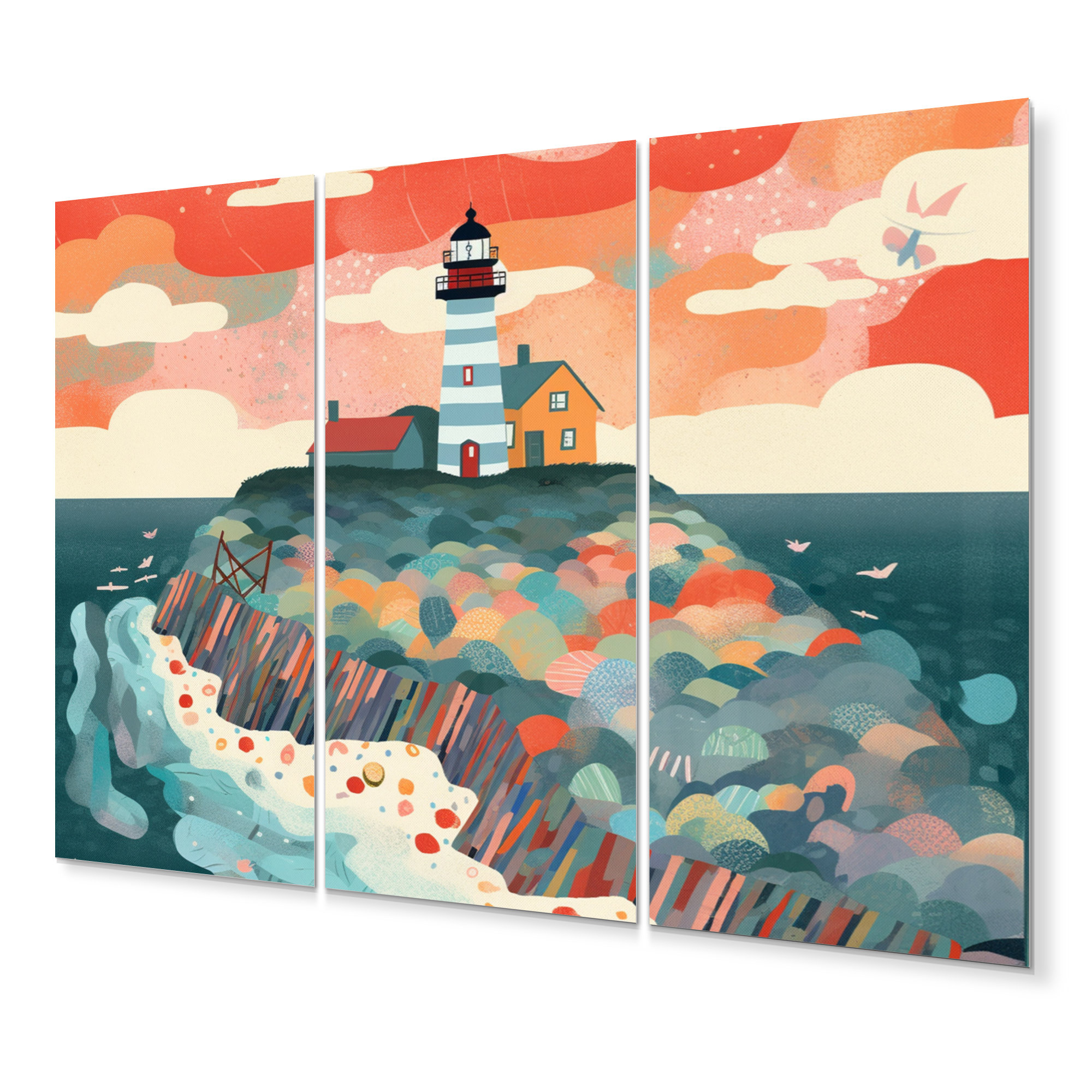 Design Art Coastal Lighthouse I - Coastal Metal Wall Decor Set | Wayfair